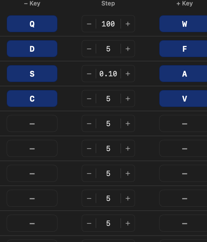 Darkroom Deck app screenshot showing the key mapping interface